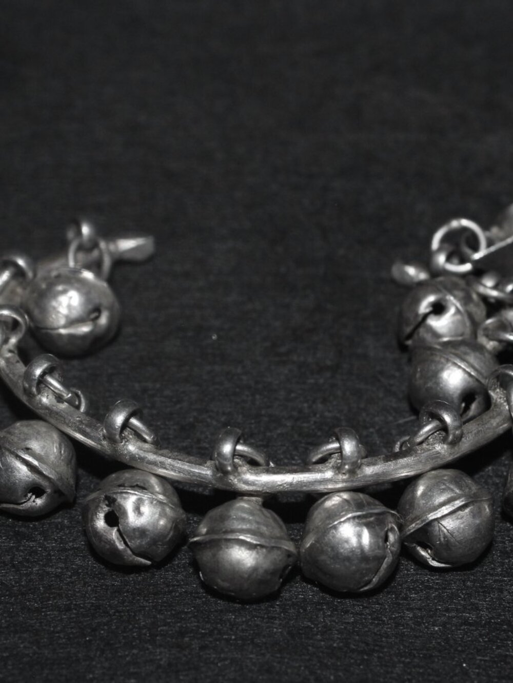 925 Sterling Silver Tibetan Cha Cha Jingle Bells Cuff Bracelet
